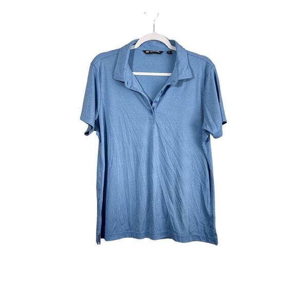 Travis Matthew Short Sleeve Collard Polo Shirt Mens XL Blue Sweat Wicking Golf - Picture 1 of 7